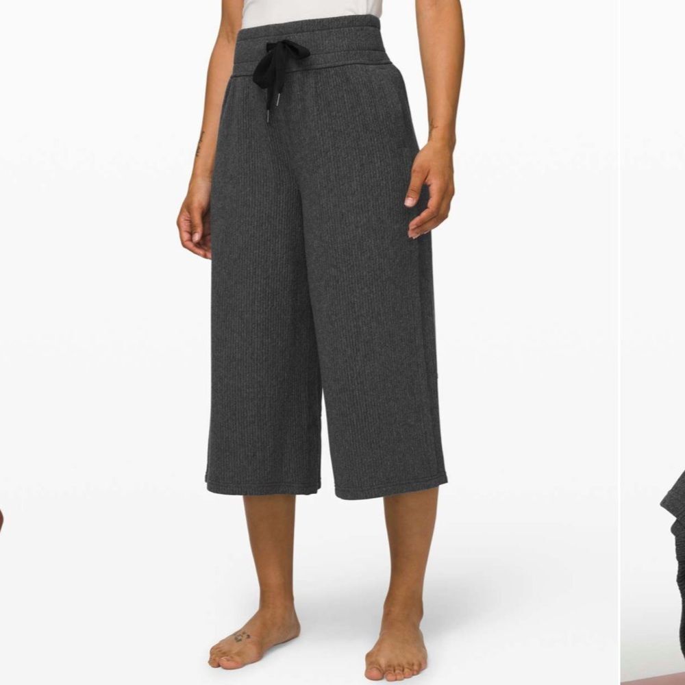 Lululemon Retreat Yourself Crop Wide Leg Gray Ribbed 10 NWT